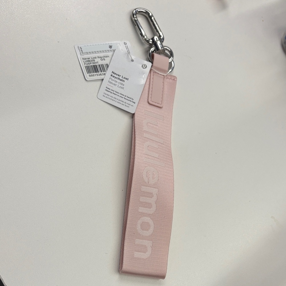 lululemon athletica Light Pink Logo Wrist Key Strap